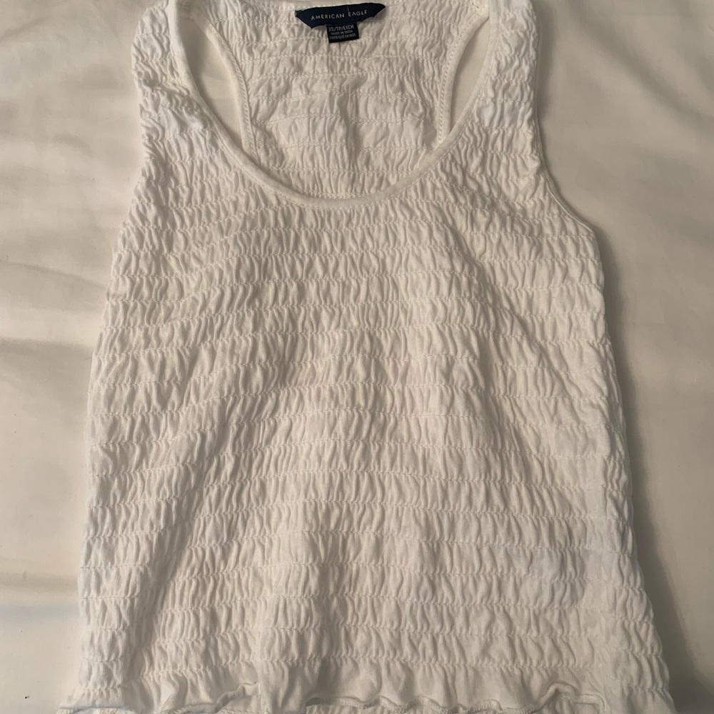 American Eagle white ruffled top